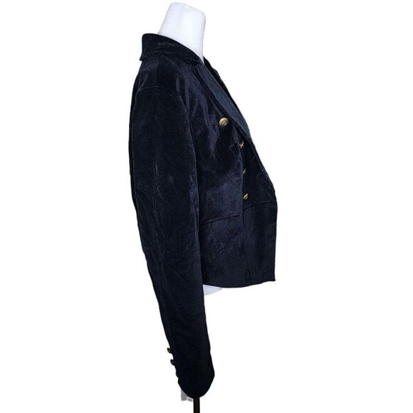 Torrid Velvet Tuxedo Jacket Womens SIze 2 Black Military Gold Buttons - Picture 3 of 8